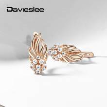Womens Studs Earrings Leaf Shaped 585 Rose Gold Filled Paved Clear Cubic Zirconia Fashion Ear Jewelry Gifts Earring LGEM36 2024 - buy cheap