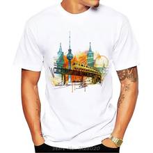 Camiseta con estampado de sublimación para hombre, camisa con diseño de acuarela de la ciudad de Berlín, Alemania, sin pegamento, informal, blanca, fresca, Harajuku 2024 - compra barato