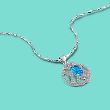 925 sterling silver necklace for women Heart of Ocean blue zircon pendant necklace 46cm chain lady's Clavicle necklace best gift 2024 - buy cheap