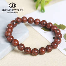 JD Natural Stone Sesame Red Jasper Round Beads Elastic Bracelet 6 8 10 12MM Pick Size For Wholesale Jewelry Making 2024 - buy cheap