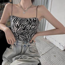 Camisole summer zebra pattern plain mouth sexy short sleeveless inner tops slim fit all-match bottoming shirt women beautiful 2024 - buy cheap