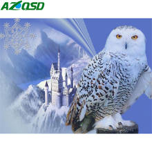 AZQSD 5D Diamond Painting Owl Full Square Drill Picture Of Rhinestones Needlework Diamond Mosaic Winter Animal Cross Stitch Kits 2024 - buy cheap