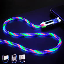 LED Glow Flowing Magnetic Charger Cable Luminous Lighting Fast Charging Micro USB Type C For iPhone Android Phone USBC Wire Cord 2024 - buy cheap