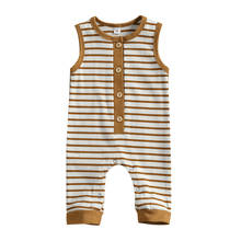 2021 Fashion Baby Sleeveless Jumpsuit Summer Stripe Round Neck Pull-on Single-breasted Romper One Piece Boy Girl Clothes 2024 - buy cheap