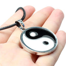 White Black Enamel Stainless Steel Yin Yang Pendant Necklace With Free Chain 2024 - buy cheap