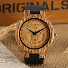 Carving Lion Face Zebrawood Men Watch Quartz Genuine Leather Wristwatch Black Analog Natural Wood Male Timepiece Casual Watches 2024 - buy cheap
