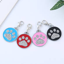 2 unids/lote de etiquetas para perro con diamantes de imitación, para gato, cachorro, nombre de identificación, Collar colgante, accesorios para mascotas, bolsa con pata de hueso, regalos 2024 - compra barato