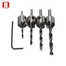 BINOAX 4pcs HSS 5 Flute Countersink Drill Bit Set Screw Woodworking Chamfer Tool 3-6mm 2024 - купить недорого