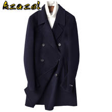 Casaco de lã azazazel 100%, jaqueta masculina artesanal de dupla face para outono e inverno, sobretudo esportivo masculino 2024 - compre barato
