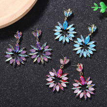 Brincos de pingente flor cristal colorido hysecmao novo luxuoso feminino alta qualidade fashion luxo declaração jóias de noiva 2024 - compre barato