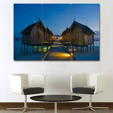 Seaside Chalet in Evening 3 pcs HD Canvas Painting Modern Home Decoration Living Room  Canvas Print Painting Wall Decor Picture 2024 - buy cheap