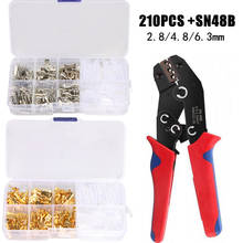 210Pcs 2.8mm 4.8mm 6.3mm spade crimp terminals SN-48B wire crimping plier 0.5-2.5mm2 20-13AWG sets tools 2024 - buy cheap