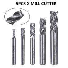 5Pcs 4 Flute 4/6/8/10/12mm Straight End Shank End Mill Set HSS CNC Milling Cutter For Wood Copper Steel Iron Cutting Tools 2024 - buy cheap