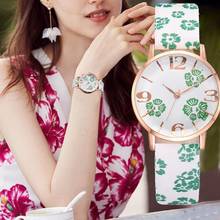 Модные Повседневные часы с цветочным узором и узором клевера для женщин стильные роскошные кожаные женские наручные часы reloj mujer relogio feminino 2024 - купить недорого