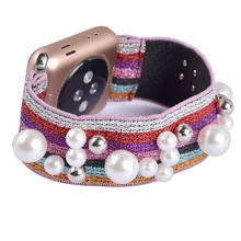 Correa Scrunchie para Apple watch 5, correa de 40mm y 44mm para iWatch de 38mm y 42mm para mujer, pulsera para Apple watch 4, 3, 2, 42/38, 40/44mm 2024 - compra barato