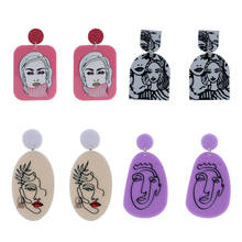 FishSheep Fashion Acrylic Women Figure Earrings For Girl Korean Lovely Flower Portrait Painting Drop Earrings 2020 Jewelry Gifts 2024 - buy cheap