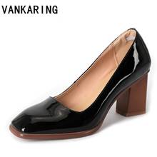 new classic women pumps black high heels lady genuine leather thick heel autumn square toe single shoes female pumps big size 43 2024 - buy cheap