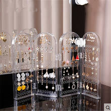 Prateleira de armazenamento para brincos, 4 camadas, dobrável, ornamento de joias, organizador pendurado, preto/transparente 2024 - compre barato
