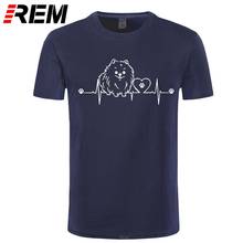 Heartbeat of Pomeranian t shirts for men tshirt Cotton fashion brand t shirt men Casual Short Sleeve Dog T-shirt Men 2024 - buy cheap