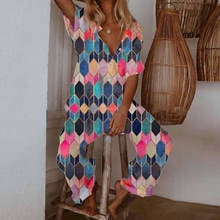 40# Womens Summer Jumpsuit Dungarees Rompers Flora Printed Plus Size Loose Preppy Style Pants Casual Pocket Overalls Playsuits 2024 - buy cheap