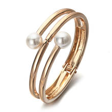 Meyfflin Fashion Round Charm Bracelets for Women Vintage Simulated Pearl Cuff Bracelet & Bangle Gold Color Bracelet Femme Bijoux 2024 - buy cheap