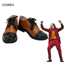 Custom Made Joker  Joaquin Phoenix Arthur Fleck Scary Clown Cosplay Shoes Brown Black Lace-up Leather Shoes Men Halloween 2024 - buy cheap