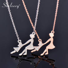 SINLEERY Playing Mum & Little Girl Pendant Necklace Rose Gold Silver Color Chain Necklace 2021 Thanksgiving gift ZD1 SSK 2024 - buy cheap