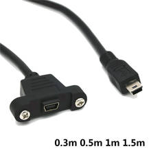 5-контактный разъем Mini-USB 2,0 «папа» к мини-USB 2,0 «мама» Удлинительный кабель 30 см 50 см с винтами и панельным монтажным отверстием 2024 - купить недорого