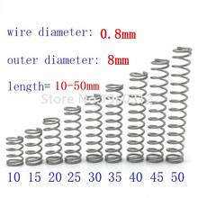 20pcs wire diameter = 0.8mm OD =8mm Stainless Steel Micro return Small Compression anti corrosion extension springs L=10-50 2024 - buy cheap