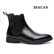 Tamanho grande 38-48 homens botas chelsea zsauan outono primavera apontou dedo do pé formal alto botas masculinas 2024 - compre barato