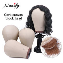 Nunify 21-24Inch Canvas Block Head Mannequin Head  For Making Wigs/Head Weft/Wig Display Style Styling Manikin Head Cork Inside 2024 - buy cheap
