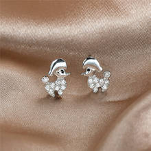 White Zircon Cute Small Dog Stud Earrings For Women Dainty Jewelry 925 Sterling Silver Crystal Stone Earring Female Wedding Gift 2024 - buy cheap