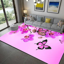 Alfombras con patrón de mariposa rosa para sala de estar, alfombrilla decorativa con estampado 3D para habitación de niños, área de juego, mesa de centro, alfombra de suelo 2024 - compra barato