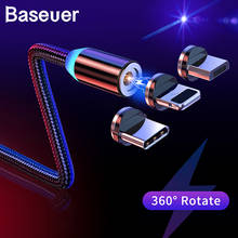 Baseuer Магнитный кабель Micro usb type C Магнитный usb кабель для зарядки для iPhone X 7 8 XS Max XR huawei samsung xiaomi LG Oneplus 2024 - купить недорого