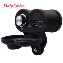 Moto lov-carregador usb para celular, 12v/24v, entrada para acendedor de charuto, usb duplo, qc. 0, carregador para moto, voltímetro de led à prova d'água 5.0 2024 - compre barato