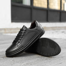 Primavera outono sapatos masculinos tênis de couro genuíno moda plana sapatos casuais para homens preto tênis de qualidade superior tenis sapatos de caminhada 2024 - compre barato