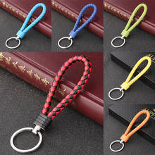 Fashion Handmade Metal Leather Braided Rope Wall Pants Keychain DIY Pendant Key Chain Car Key Ring Men Women Friends Accessories 2024 - buy cheap