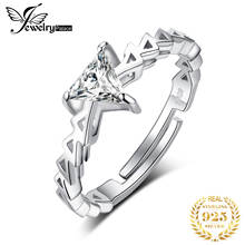 Joalheiro rypalace triângulo zircônio cúbico 925, anel de prata esterlina aberto ajustável, compromisso de noivado para mulheres 2024 - compre barato