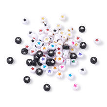 Contas acrílicas transparentes de 7mm, miçangas planas redondas com estrela e cores misturadas para colar pulseira e acessórios para fazer joias diy, 500 2024 - compre barato