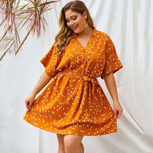 2021 Summer Oversized Women Party Dress Women Dress Plus Size V Neck Elegant Loose Big Size Dress Polka Dot Vestidos XXL XXXL 2024 - buy cheap