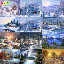 DPF-pintura de diamante 5D redondo completo, punto de cruz, Escena de nieve, manualidades, bordado de diamantes, mosaico, kits de costura, imagen de decoración del hogar 2024 - compra barato