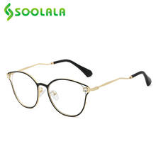 SOOLALA Cat Eye Rhinestone Reading Glasses Women Metal Eyeglasses Frame Woman Magnifying Presbyopic Glasses with Cases +0.5 1.0 2024 - buy cheap