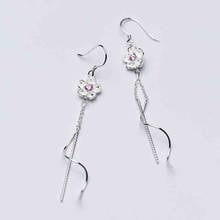 Korean Sweet Pink Flower Cubic Zirconia Long Drop Earrings For Women Fashion Tassel Wave Dangle Earrings Jewelry SD2160 2024 - buy cheap