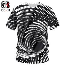 OGKB Summer Men Casual Tshirt Wormhole Print Black White Swirl 3D T-shirt Man Hiphop Short Sleeve O Neck Tee Shirts Dropshipping 2024 - buy cheap