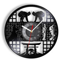 Японские традиционные часы с виниловой пластиной в стиле культуры, часы для борьбы, кимоно Bushido, настенные часы с подсветкой Fuji, художественный Декор 2024 - купить недорого