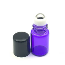 1pcs Hot Roll Purple-blue Glass Bottle with Stainless Steel Roller Small Essential Oil Roll-on Refillable 2ml Sample Bottle 2024 - buy cheap