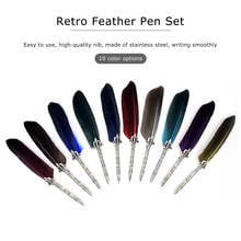 Calligraphy Feather Dip Pens Fountain Pen Retro with 5 Nib Writing Ink Quill Art for School Office Work Ornaments 2024 - buy cheap