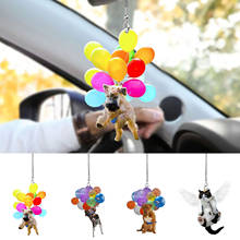 Adorno colgante para coche, decoración Interior de dibujos animados, espejo retrovisor, bonito gato, perro, globos de colores 2024 - compra barato