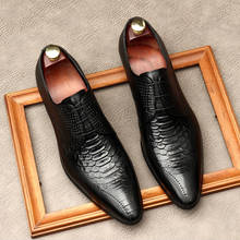 PJCMG New Spring/Autumn Luxury Handmade Slip-On Brogue Genuine Leather Dress Oxford Flat Original Men Oxford Shoes 2024 - buy cheap