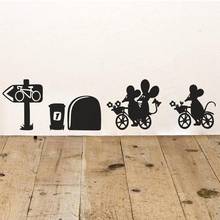 Funny 3d Mouse Hole wall Stickers Kids Room Kitchen Bedroom Home Decoration Vinyl Wall Decal Diy Cartoon Rat Animal Mural Art 2024 - buy cheap